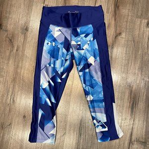 Under Armour compression Printed Crop Leggings - Medium -MSRP $59.99 blue